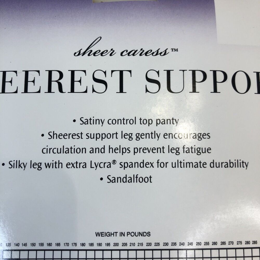 Sheer Caress Sheerest Support Control Top Pantyhose Size Average Bone 81 C3 - Picture 8 of 9